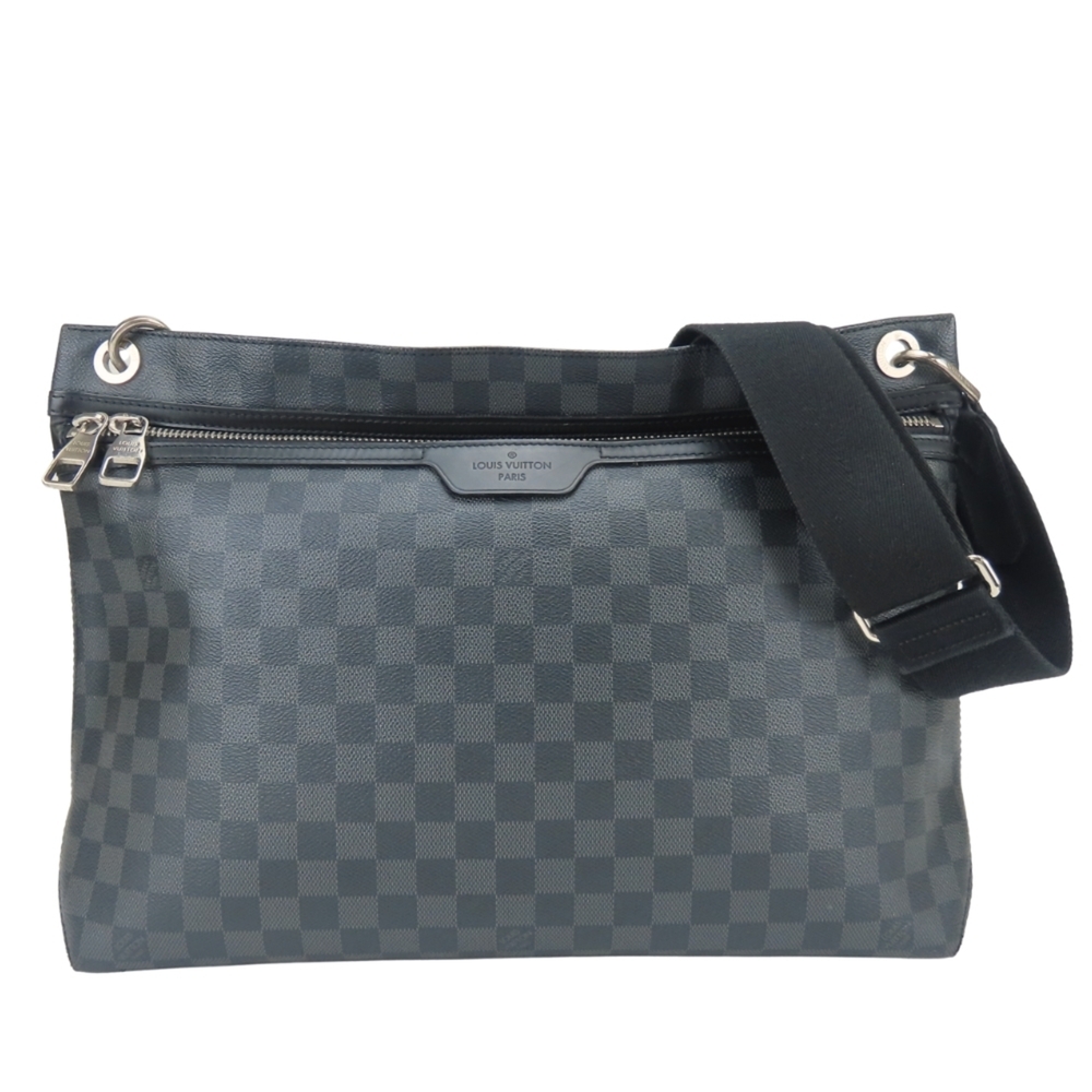 Louis Vuitton Hunter Shoulder Bag N41656 Damier Graphite Leather Black Gray C...